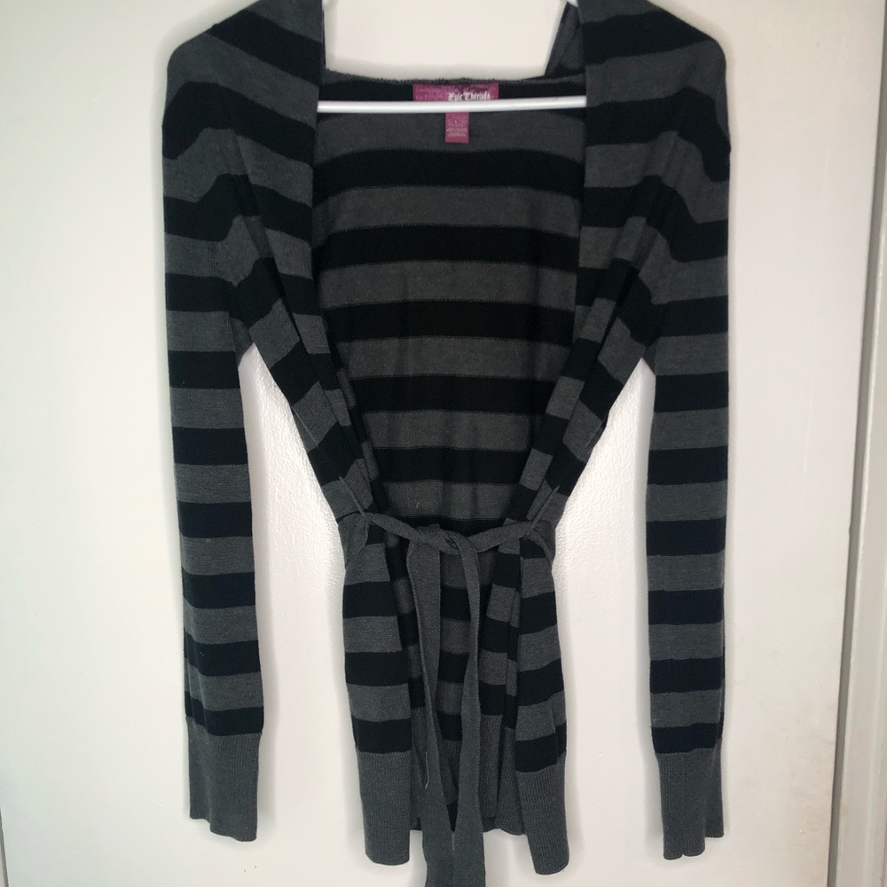 Black Grey Sweater with Belt